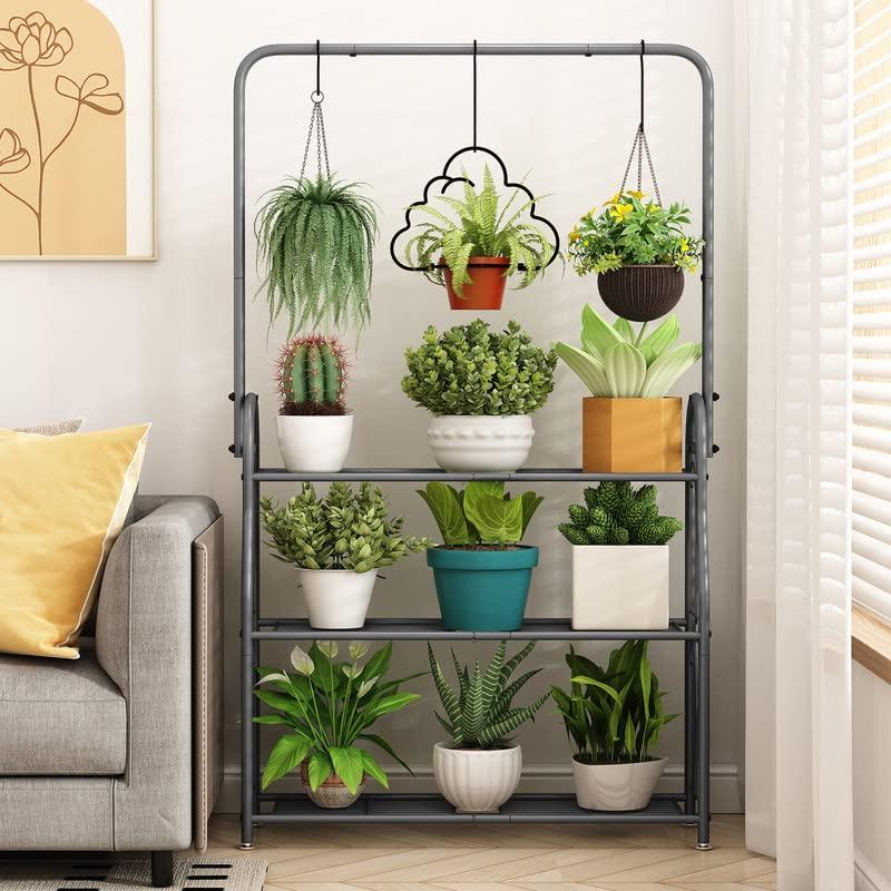 3 Tier Metal  Plant Stand Indoor Outdoor Tall Corner Hanging Plant Shelf Flower Stands Ladder Plant Holder  Plants Organiser Rack Installation Paint Home