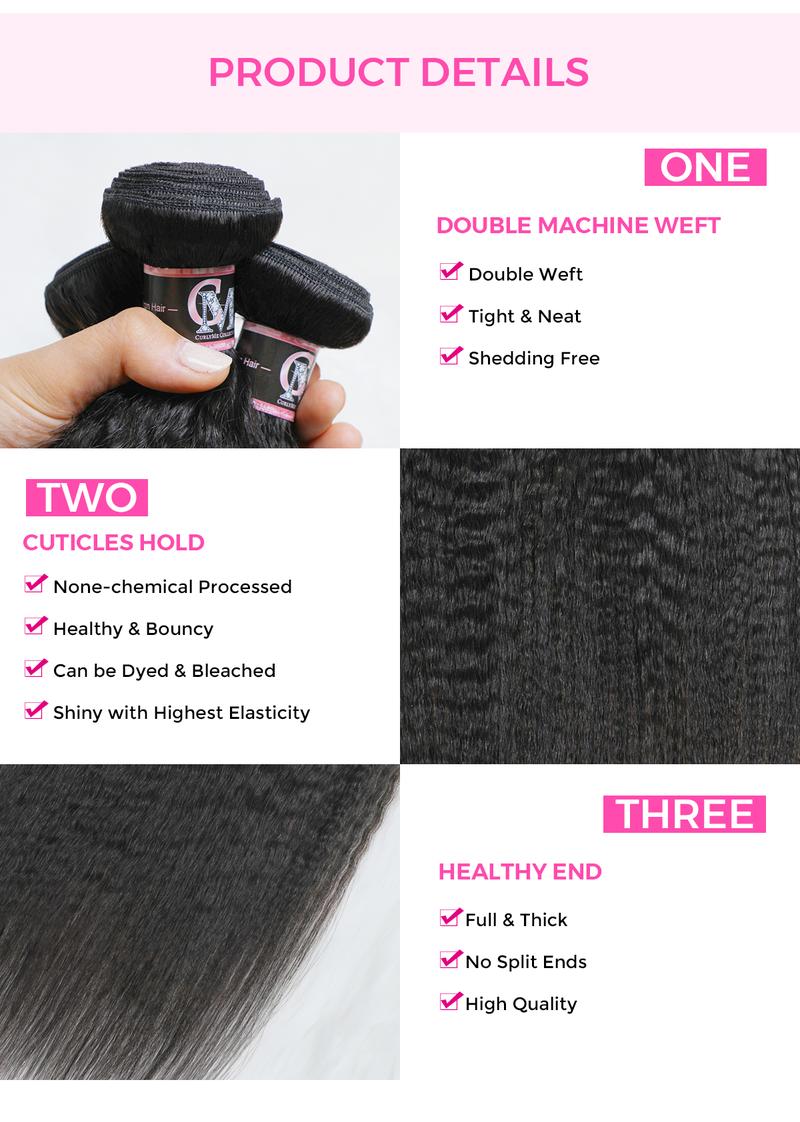 CurlyMe Natural Black 3/4Pcs Double Weft Virgin Human Hair Bundles Soft And Healthy--Kinky Straight & Water Wave & Deep Wave #TikTokShopBlackFriday