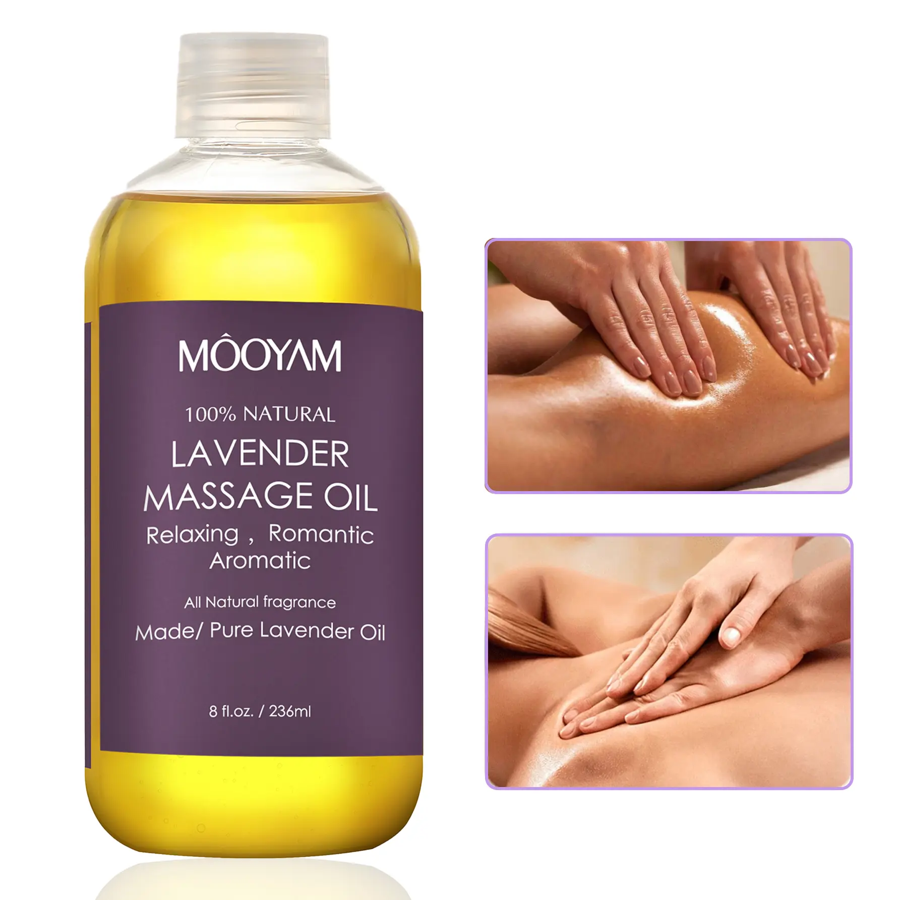 MOOYAM Lavender Massage Oil, Grapeseed Oil Body Massage Oil for Dry Skin, Moisturizing Aromatherapy Massage Oil for Men & Women