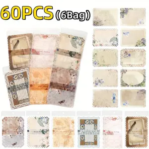 6Set Vintage Paper for Letter Writing Scrapbooking Embellishments Planner Bullet Junk Journal Supplies with Lace Cutout Designs Collage Background