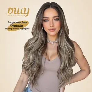 Natalie  -DWY 13x6 Lace Front Free Part Long Brown Ombre Glueless Synthetic Wig for Women 26 Inches Mixed Japanese Fiber Hand-washable & Blow-dryable