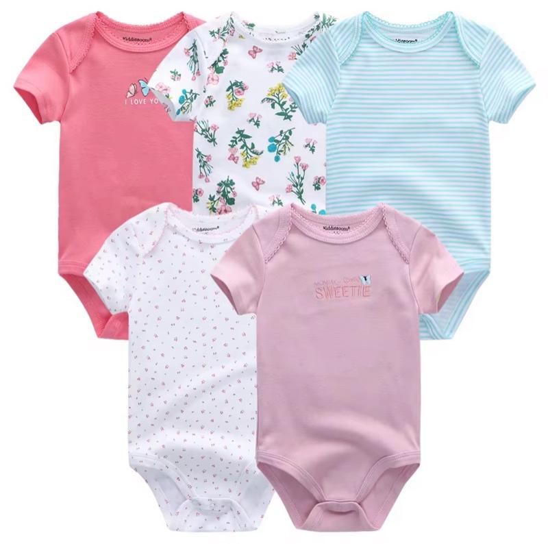 Baby 5 Pack Short Sleeve Cotton Onesies Variety Pack with Assorted Designs and Patterns for Comfortable Wear boy