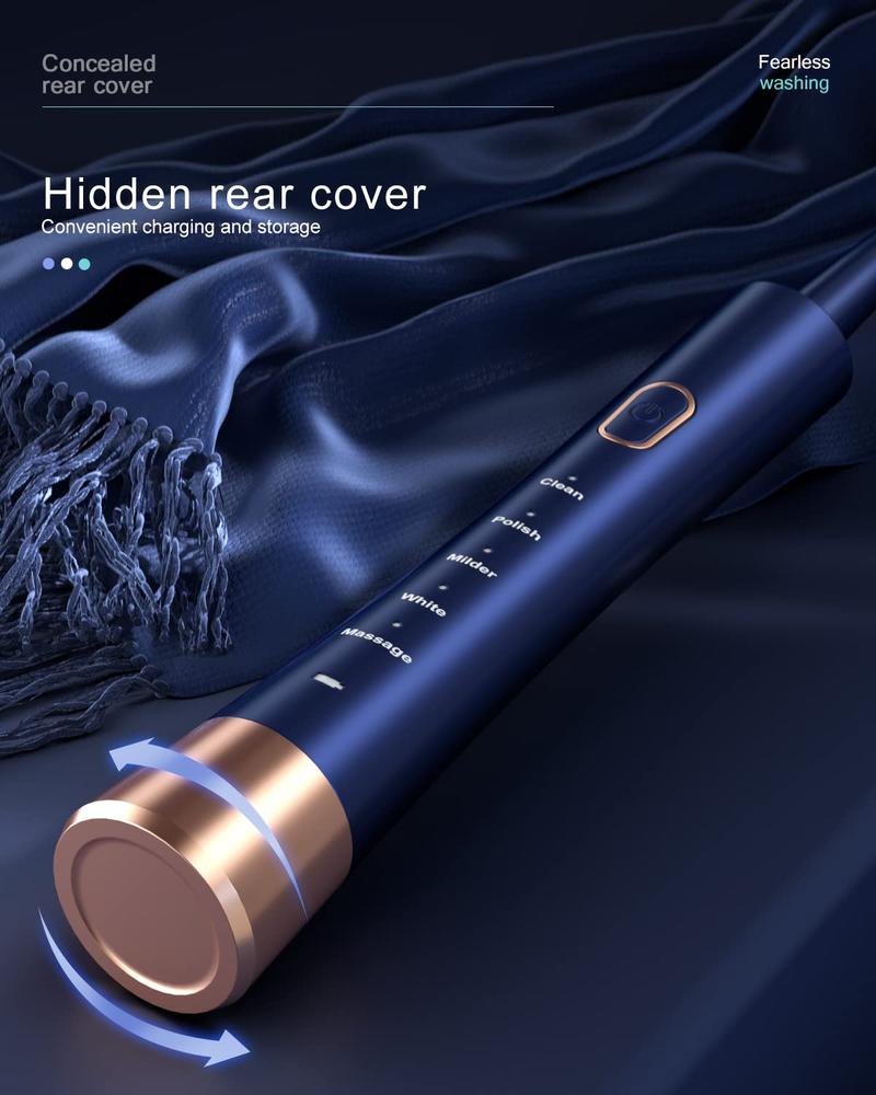 Sonic Whitening Toothbrush , 3 Brush Heads, Wireless Charging, Lightweight, Waterproof, Rechargeable Electric