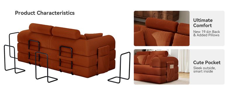 5-in-1 Reinforced Folding Sofa Bed | 79" Steel Support Frame with High-Resilience Memory Foam | Sturdy & No Tools Needed for Family Living Room 5-in-1 Reinforced Folding Sofa Bed | 79" Steel Support Frame with High-Resilience Memory Foam | Sturdy & No Tools Needed for Family Living Room