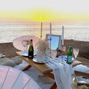 6/10 Pack Table Runners - Bohemian-style sheer fabric, perfect for weddings and parties, wrinkle-free design, ideal for bridal showers, easy to clean and reusable