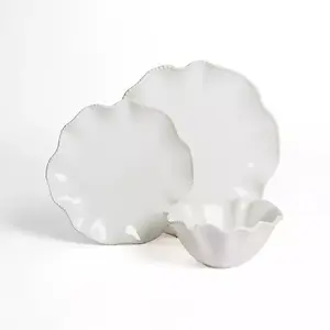 White Beaded Wavy 12-pc. Dinnerware Set