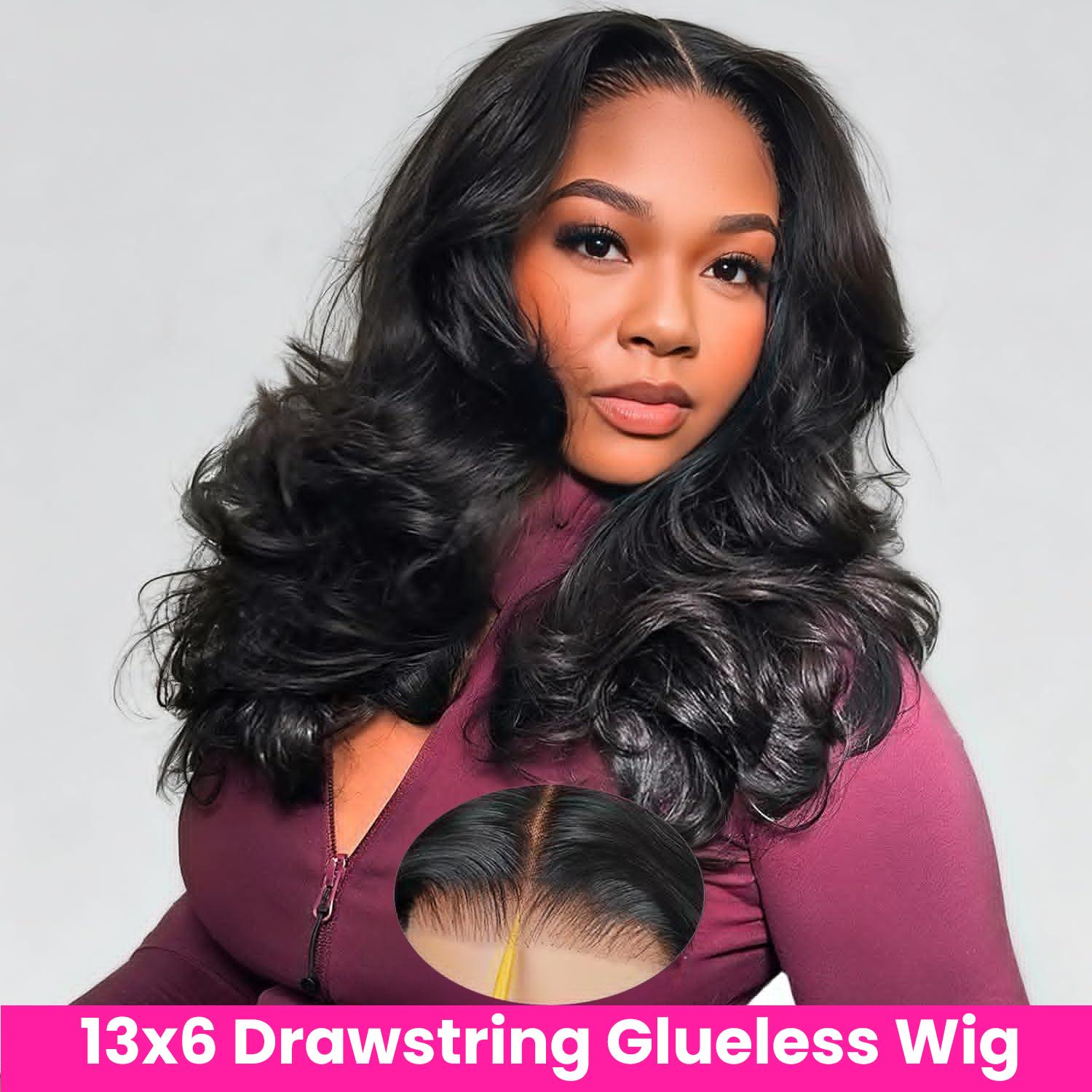 Bling Hair Body Wave 13X4 Lace Front Drawstring Wigs Human Hair Easy To Wear 13x6 Glueless Wig Human Hair Pre Plucked Pre Cut Pre Everything Frontal Wig Beginners Friendly 180% Density #TikTokShopBlackFriday