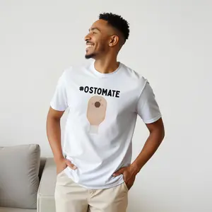 Ostomate Warrior Gift Shirt | Chronic Illness Awareness Apparel | Unisex White Cotton Graphic Tee | Gift for Colostomy & Ileostomy Surgery Recovery