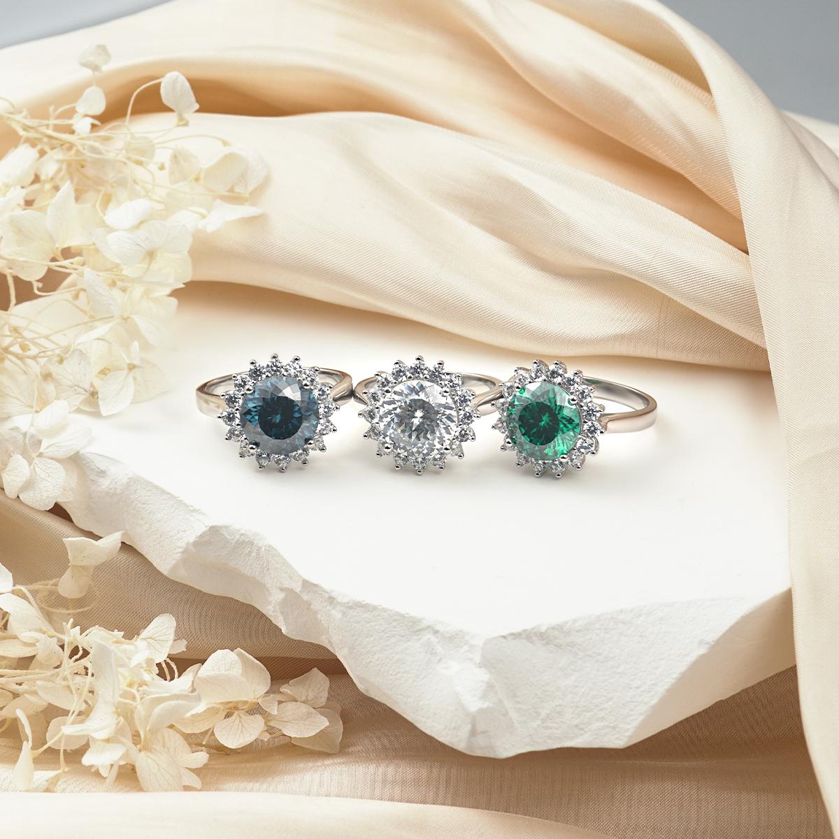 Delzzad 5ct Sunflower Ring Round Synthetic Moissanite Ring Band In 925 Sterling Silver Christmas Gift Delzzad 5ct Sunflower Ring Round Synthetic Moissanite Ring Band In 925 Sterling Silver Christmas Gift