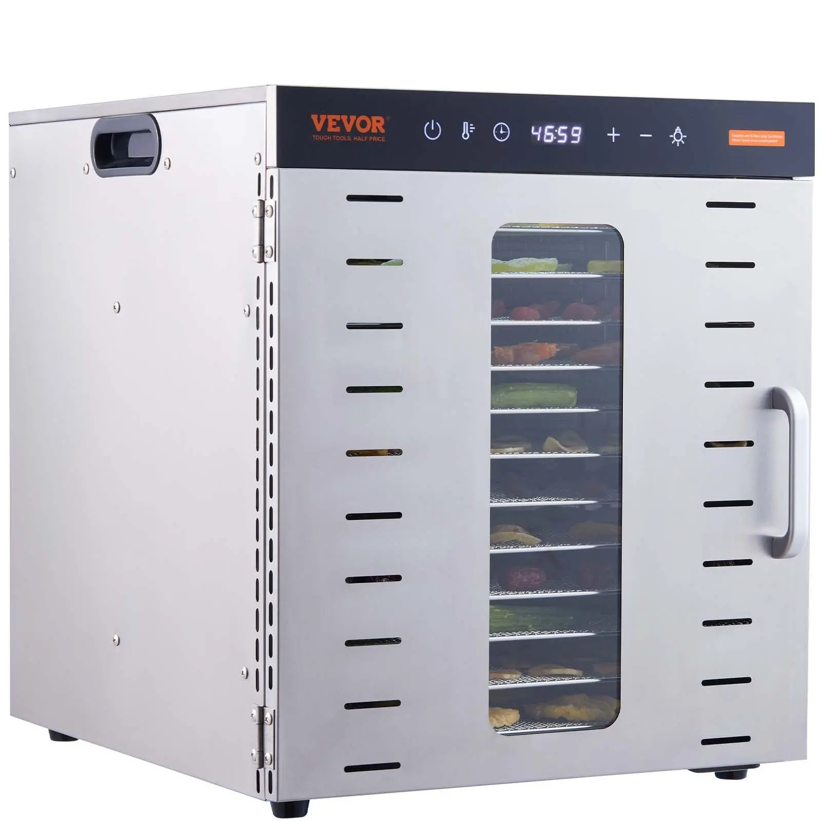 【Summerfinds】VEVOR Food Dehydrator Machine,  10 Stainless Steel Trays, 1000W Electric Food Dryer with Digital Adjustable Timer & Temperature for Jerky, Herb, Meat, Beef, Fruit, Dog Treats and Vegetables