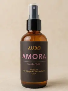 Auro Amora Natural Dog Cologne Spray (4 oz) – Alcohol-Free Dog Perfume & Grooming Spray – Lavender Vanilla Dog Coat Freshener for Dog Odor Between Baths