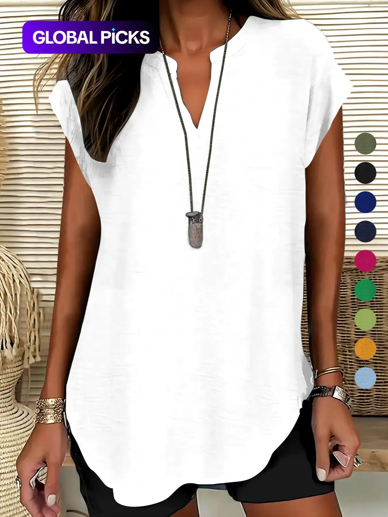 Women's Plain Notched Neck Fitted Blouse, Shirts, Casual Fashion Fitted Classy Elegant Minimalist Basic Top for Summer, Ladies Clothes for Daily Wear, casual comfy classy, Blouses Shirts Tops, Womenswear