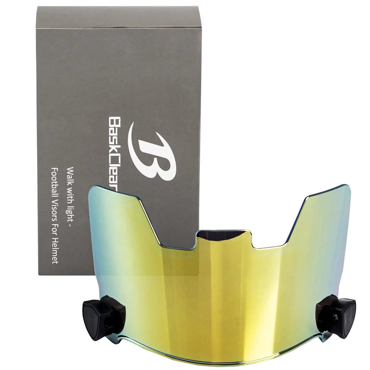 BaskClear Gold Sun Visor - Football Helmet Accessory, PC Material, Anti-Fog, Scratch-Resistant, Glare-Reducing Clear Face Shield for Adult & Youth Helmets