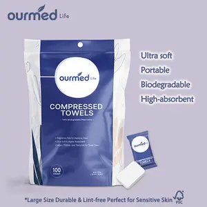 Ourmed Life Disposable Compressed Towel Tablets, Individually Wrapped Cleaning Face Towels, Quick-Expand with Water, Soft & Lint-Free, 12"x10" Travel Washcloths for Camping,Hiking & Backpacking (100/112 Count)Cleaning Skincare & Makeup Removal