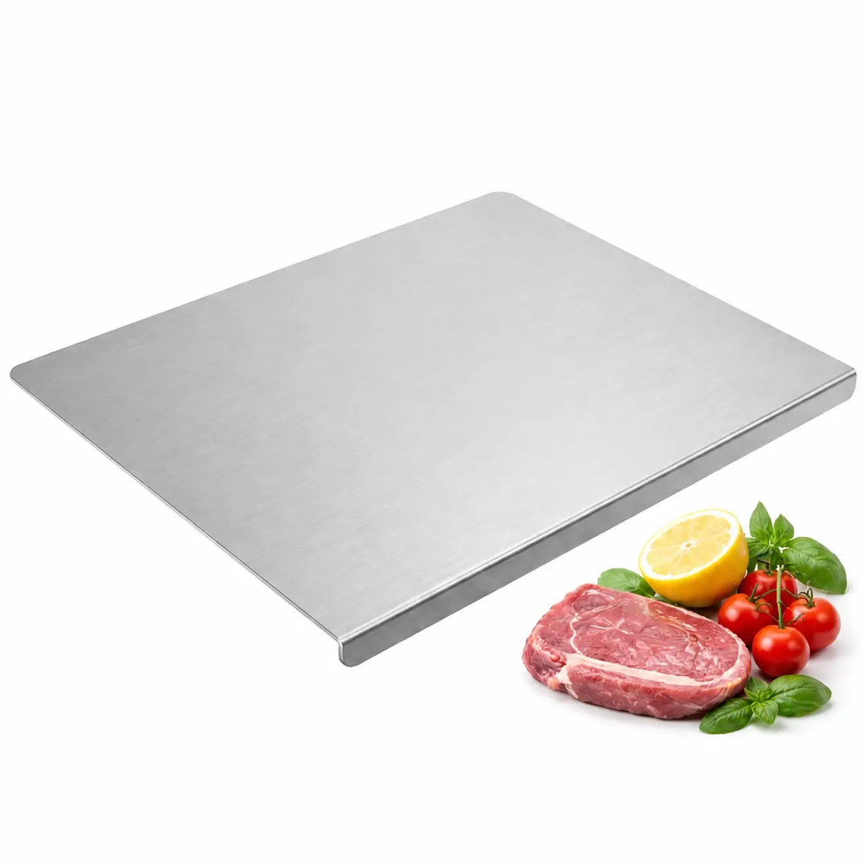 NULAS Engraved Large Size Rectangular Stainless Steel Cooking Cutting Board (15.7x19.69in) - L-Shaped Edge, Heavy-Duty Kitchen Mat, Dishwasher Safe, Easy to Clean, Durable Holiday Gift for Home Cooks
