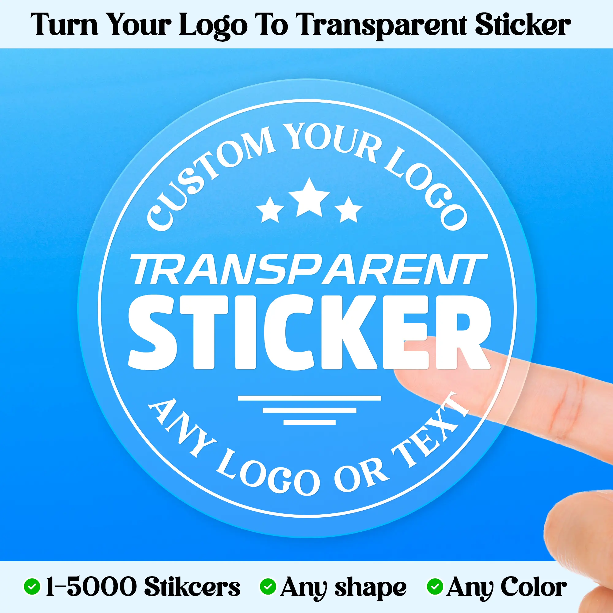 Custom Clear Stickers | Transparent Vinyl Stickers | Personalized Die Cut Logo Waterproof Vinyl Labels | Any Shape | Business Branding – 50 Pack Premium Quality