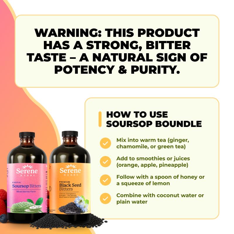 Serene Herbs 16 Day Soursop Reset | Organic Herbal Detox Cortisol Bundle Gut Healthy Booster Immune Support & Energy | Non-GMO, Vegan (32 fl oz, 16 fl oz Each)
