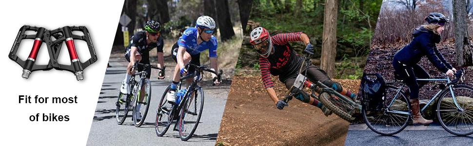 ROCKBROS MTB Pedals Platform Bike Pedal Aluminum 9/16" Bike Pedal Non-Slip Lightweight Flat Pedals for BMX Road Mountain Bikes