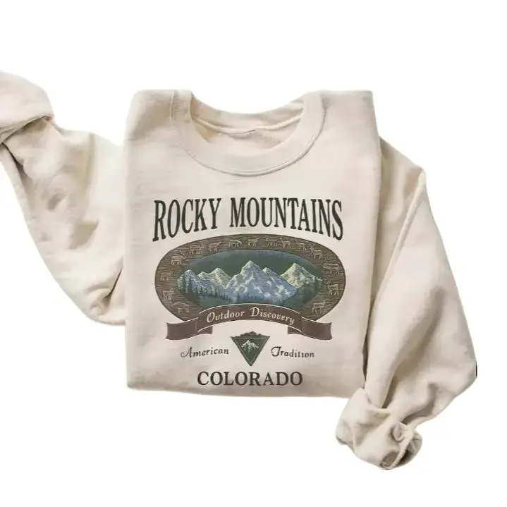 Retro Rocky Mountains Sweatshirt, Vintage 90s Colorado Graphic Crewneck, Mountain Pullover Gift, Nostalgia Hiking Old School Gift