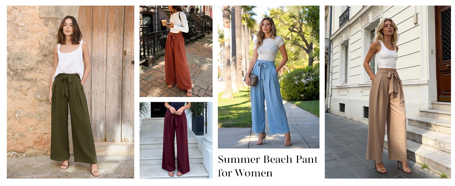 PRETTYGARDEN Women's Wide Leg Work Pants Business Casual High Waisted Loose Palazzo Trouser Summer Clothes