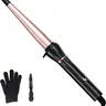 HAHAHOPE Tapered Wand Curling Iron Styler - 0.5-1 In 8.2ft Extra Long Barrel Heated Curler, 2 Adjustable Temp Anti-Scalding Salon Tool, Plug Powered for Long Hair Bouncy Curls, Home/Travel Use