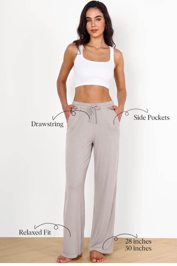 ODODOS Women's Lounge Pants with Pockets Drawstring Lightweight Loose Comfy Casual Pajama Pants-28/30" Inseam