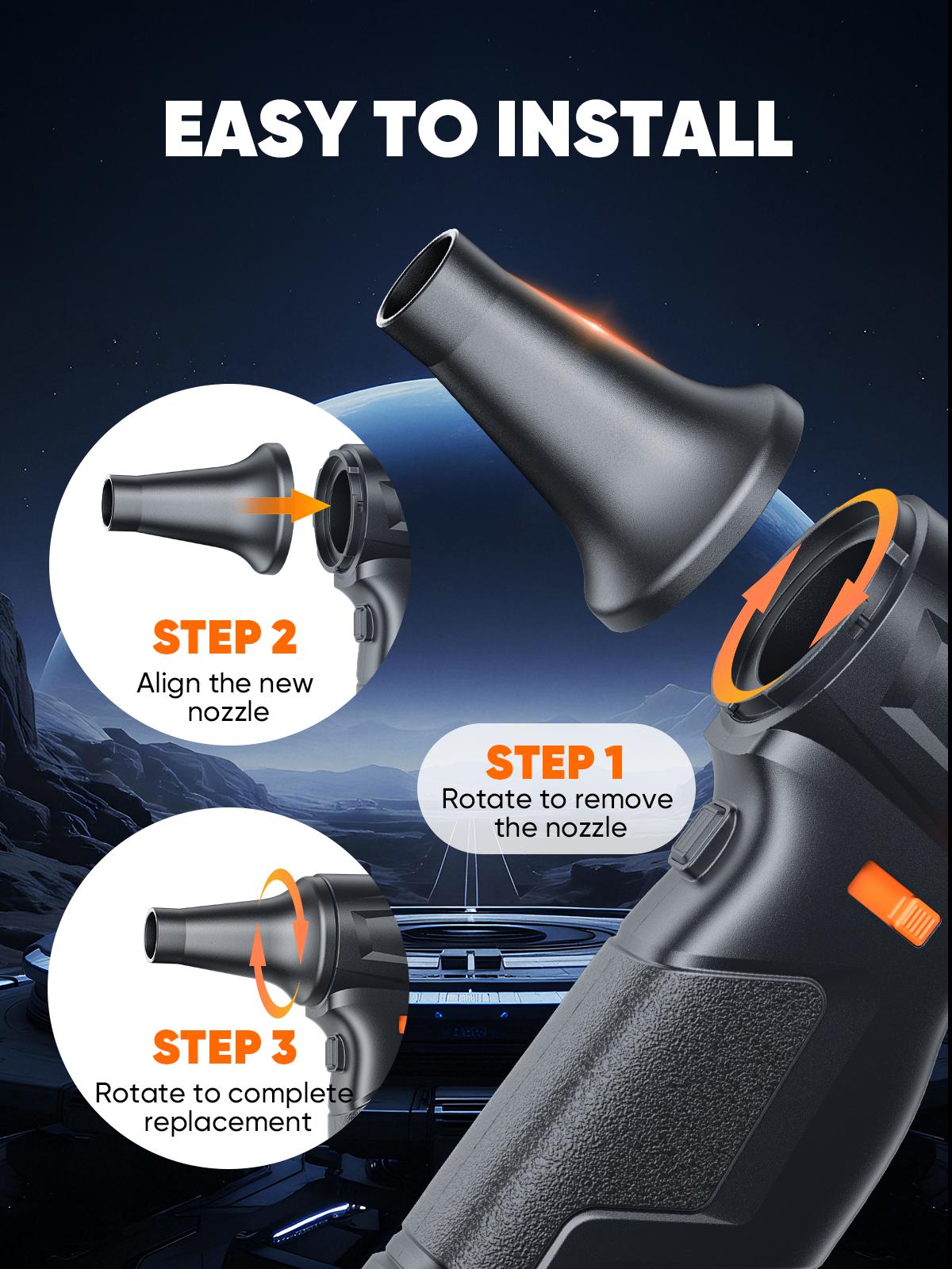 SHEKAR F10/F12 Electric Air Duster Rechargeable Brushless Motor Stepless Adjustable Gears Cordless Leaf Blower Rechargeable for Computer, Keyboard, Outdoor, House and Car #Summervibes fathersdaygift