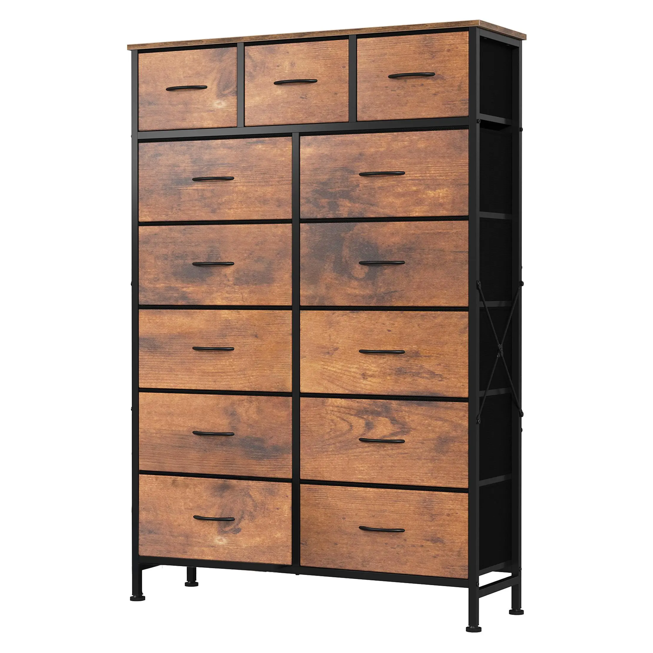 13-Drawer Fabric Organizer Dresser - Modern Cupboards with Sturdy Steel Frame, Wooden Top, Adjustable ft, Anti-Tip Safe Design for Bedroom, Living Room, Playrooms
