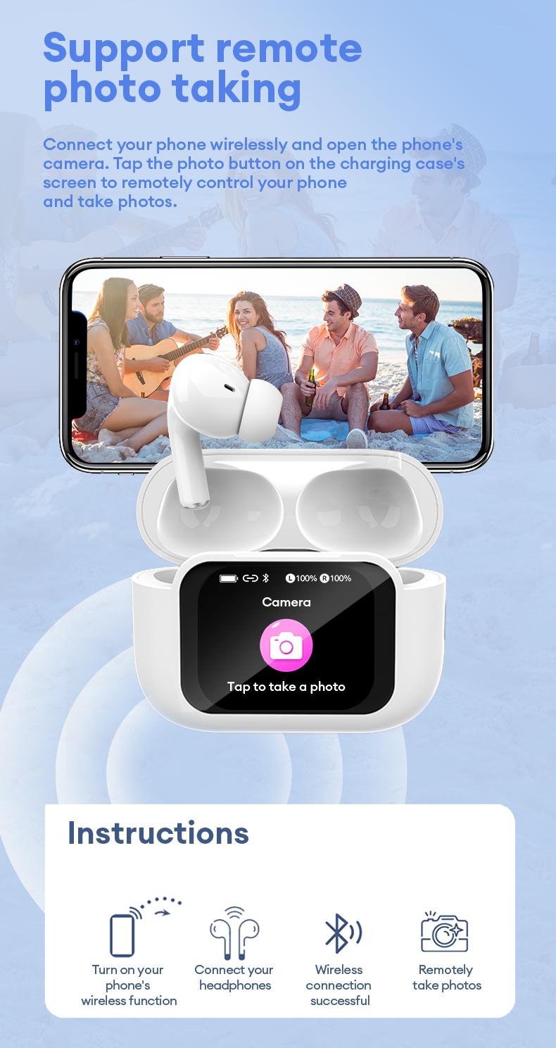 MGALL Y49 Multifunctional Wireless Headphones Supports 169 Language Translation, with 2025 Bluetooth 6.0, Colorful LCD Smart Touch Screen, Personalized Screensaver, Hi-Fi Sound, IPX5 Waterproof, Ideal for Office, Study, Sport & Calls