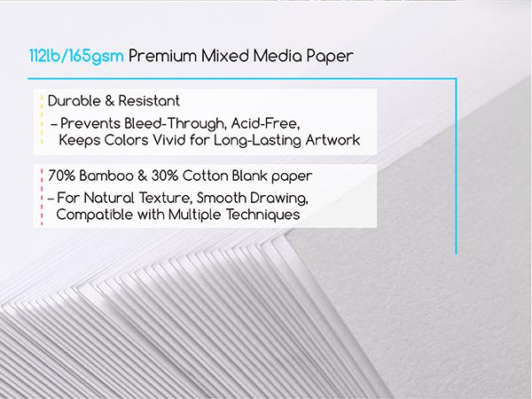 MEEDEN Mixed Media Paper Pad: 9" x 12" 112lb/165gsm Spiral Bound Mixed Media Sketchbook with DIY Cover - 60 Sheets Art Drawing Pad for Wet & Dry Media Watercolor, Acrylic, Markers, Pastels, Pencils