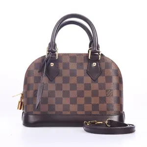 Pre-owned Louis Vuitton Coated Canvas Shoulder Bags Alma Damier Ebene Brown 52157932