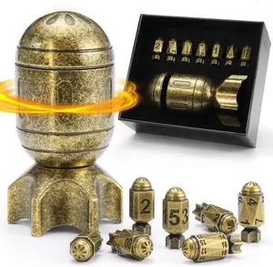 ZHOORQI DND Metal Dice Set with Spinning Missile Container, Cool Bullet Dice Polyhedral Dice for Dungeons and Dragons, RPGs DND gift