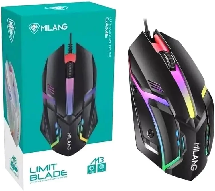 Wired Ergonomic E-Sports Gaming Mouse - USB Plug-and-Play, Rainbow Breathing Light, Anti-Slip Roller for PC & Laptop Indoor Gaming Recreation