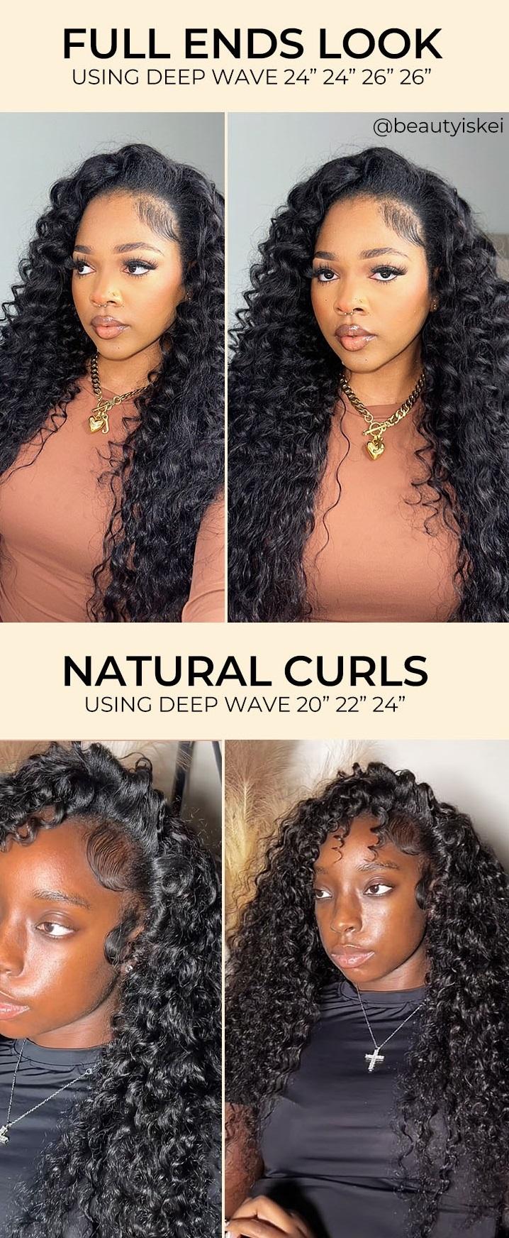 [Wequeen] Vacation Friendly Deep Wavy Kinky Curly Viral Hair Bundles Budget Friendly 10A Grade Brazilian Virgin 100% Human Hair Quick Weave Sew in/Glue in Free Perm Rods Gift Valentine Gifts
