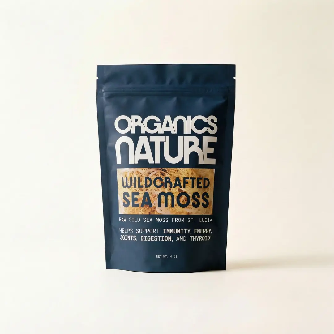Raw Wildcrafted Sea Moss 4oz, Organic Wildcrafted & Non-GMO Certified, Dr Sebi Approved, Immune Support, Energy & Essential Minerals & Vitamins