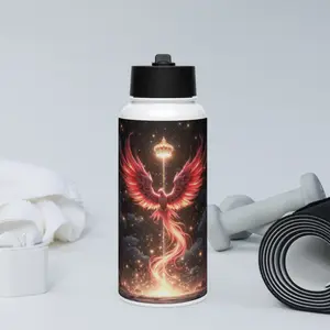 Stainless steel water bottle with a straw lid