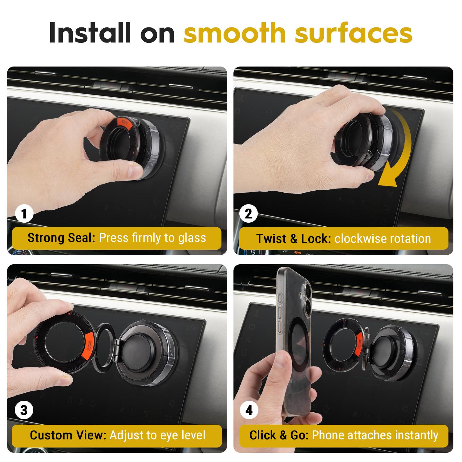 ​360° Rotating Foldable Magnetic Car Phone Holder for iPhone 15/14/13/12 - Zinc Alloy MagSafe Mount with Universal Vacuum Suction for All Cars & Phones