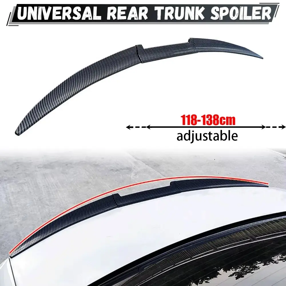 Car Modification Tail Wing Universal No-punch Fiber Grain Car Blade Three-section Combination Tail Wing Large top wing tail Rear Spoiler Car Accessories Automotive Tailgate Spoiler Wing