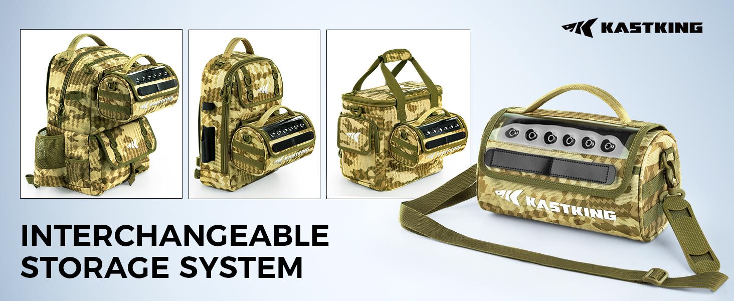 KastKing BaitSpace Fishing Sling Bag, Water-resistant Fishing Backpack with Rod & Beverage Holder, Adjustable Straps, Tackle Storage Bag for Fishing Gear and Equipment