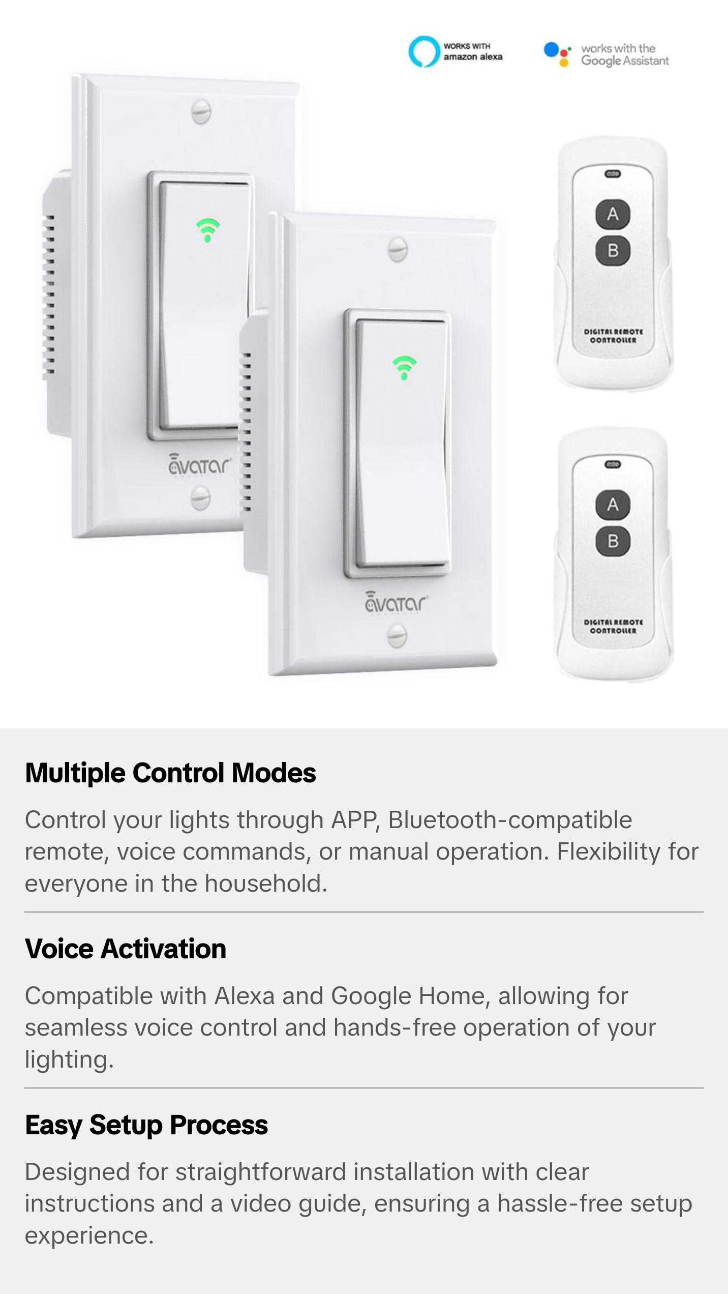 Smart Light Switch with Remote Neutral Required (US Version)