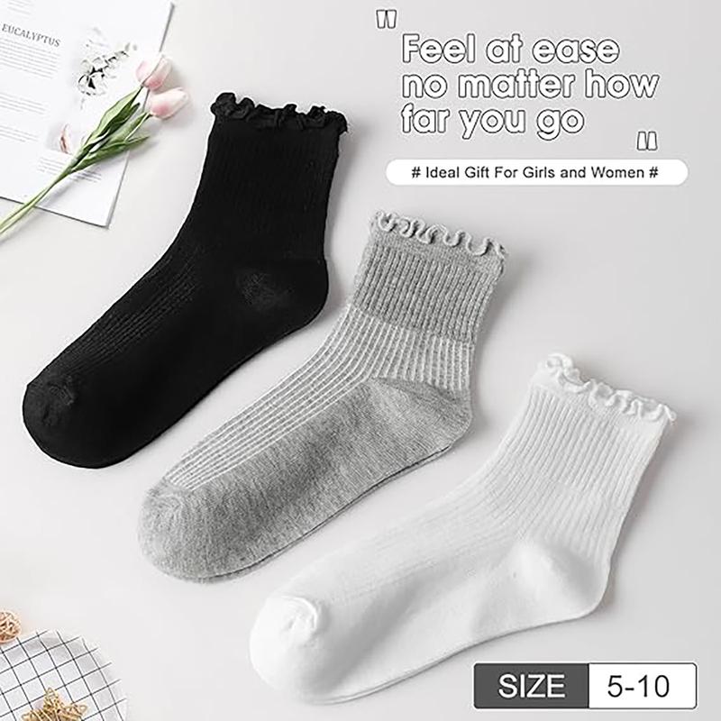 Ruffle Ankle Socks  Lettuce Edge Crew Socks（gift）