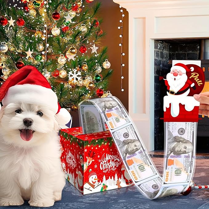 【FaddishDeal】Mery Christmas Money PullOut Gift Box - Fun Surprise Cash Holder for Friends, Wives, Sisters, Holiday Party Accessory Decorations Supplies Ornaments.excellent gifts for Christmas and new year，Must-buy on Black Friday