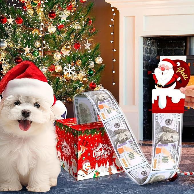 【FaddishDeal】Mery Christmas Money PullOut Gift Box - Fun Surprise Cash Holder for Friends, Wives, Sisters, Holiday Party Accessory Decorations Supplies Ornaments.excellent gifts for Christmas and new year，Must-buy on Black Friday