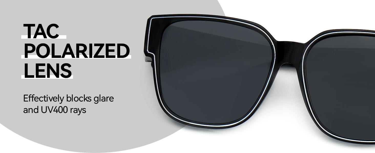 Meeloog Polarized Fit Over Glasses Sunglasses, Square Lightweight Wrap Around Shades For Women ST0898