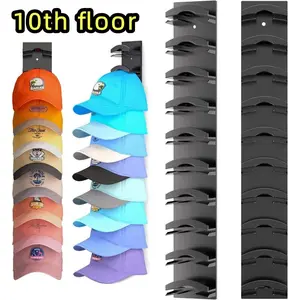 Whimsical Little Shop Hat Organizer Wall Mounted Baseball Cap Rack Black or White Adhesive Mount Holds 10 Hats for Closet Door Bedroom Easy Access Display Installation,Stylish Hat Rack for Any Home Decor