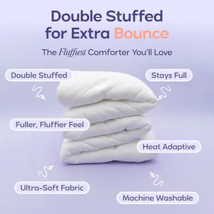 Mellow Marshmellow Comforter Full/Queen - Extra Fluffy Double-Stuffed Down Alternative Duvet Insert, All-Season Temperature-Balancing, Oeko-TEX Class I Fabric, Box-Stitch, Machine Washable