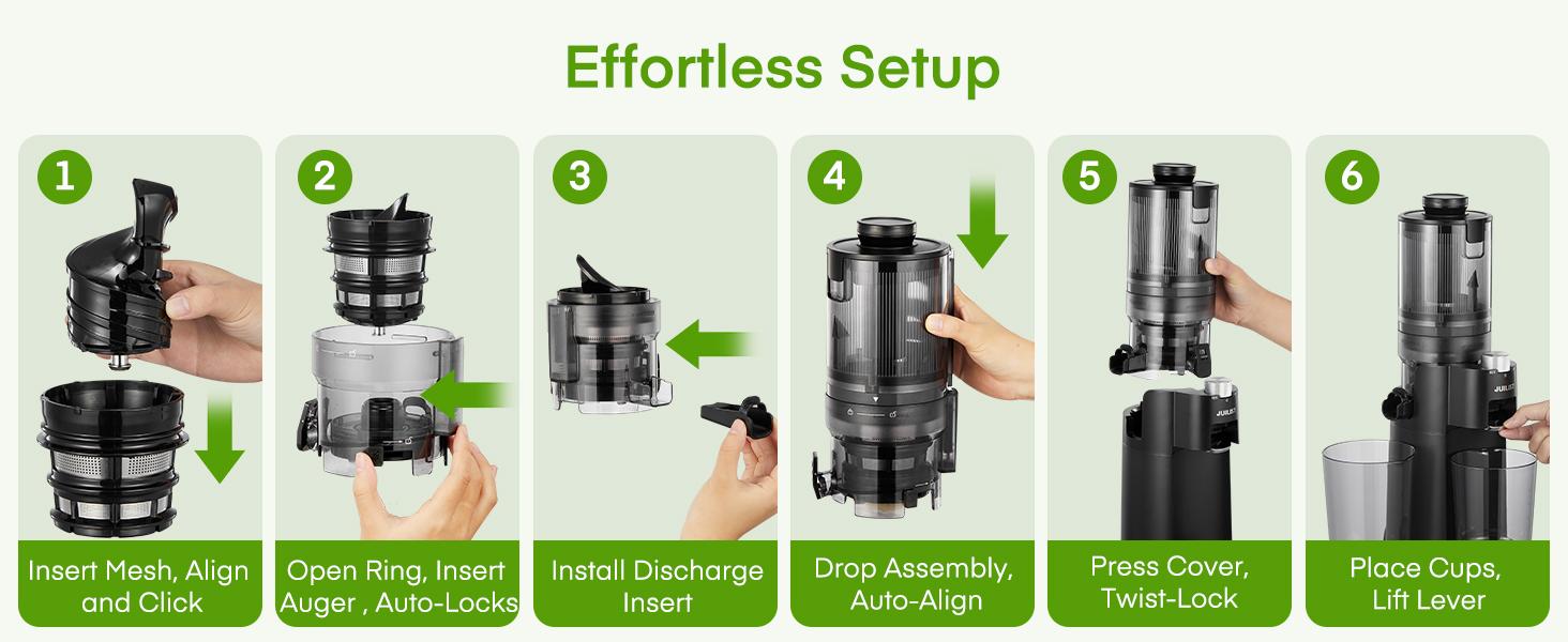 Juilist Cold Press Juicer,  104.9mm Chute Feed Opening, Slow Masticating Juicer – Quiet, For Whole Vegetables and Fruits,Easy to Clean, High Juice Yield, BPA Free (Black)