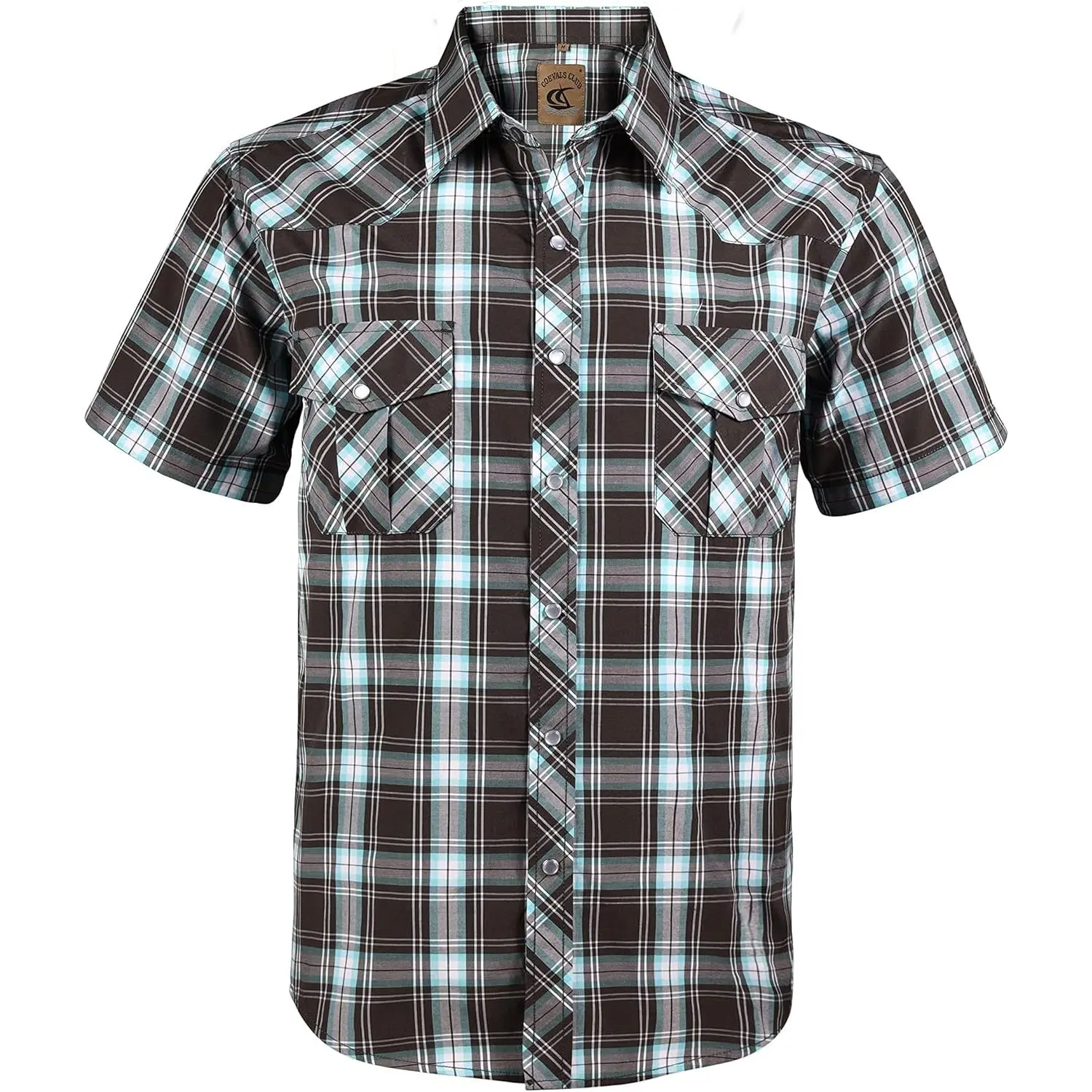Summer Outfit COEVALS CLUB Summer Vibes Men's Western Cowboy Shirt Pearl Snap Short Sleeve Plaid Work Shirts High-End Fabric Classic Fit Menswear Top Shortsleeve,clothes for back to school,first day of school outfits