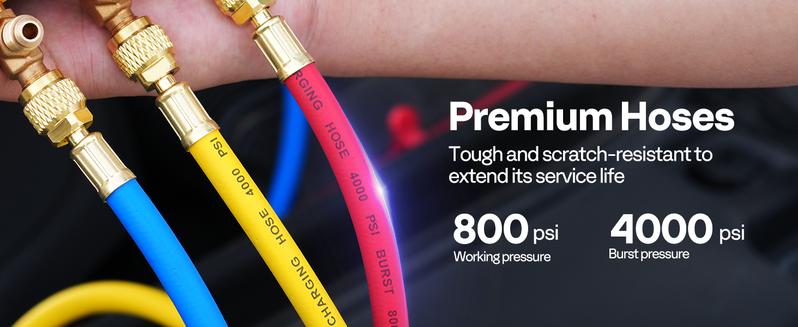 VIVOHOME Digital HVAC Manifold Gauge Set with R134a R1234yf Quick Couplers and Can Taps, Refrigeration Car AC Gauges with 3 Hoses for R134a R410a R32 R1234yf R454B Refrigerant Recharge Kit Air Conditioning Portable Automotive diagnostic tool VIVOHOME Digital HVAC Manifold Gauge Set with R134a R1234yf Quick Couplers and Can Taps, Refrigeration Car AC Gauges with 3 Hoses for R134a R410a R32 R1234yf R454B Refrigerant Recharge Kit Air Conditioning Portable Automotive diagnostic tool