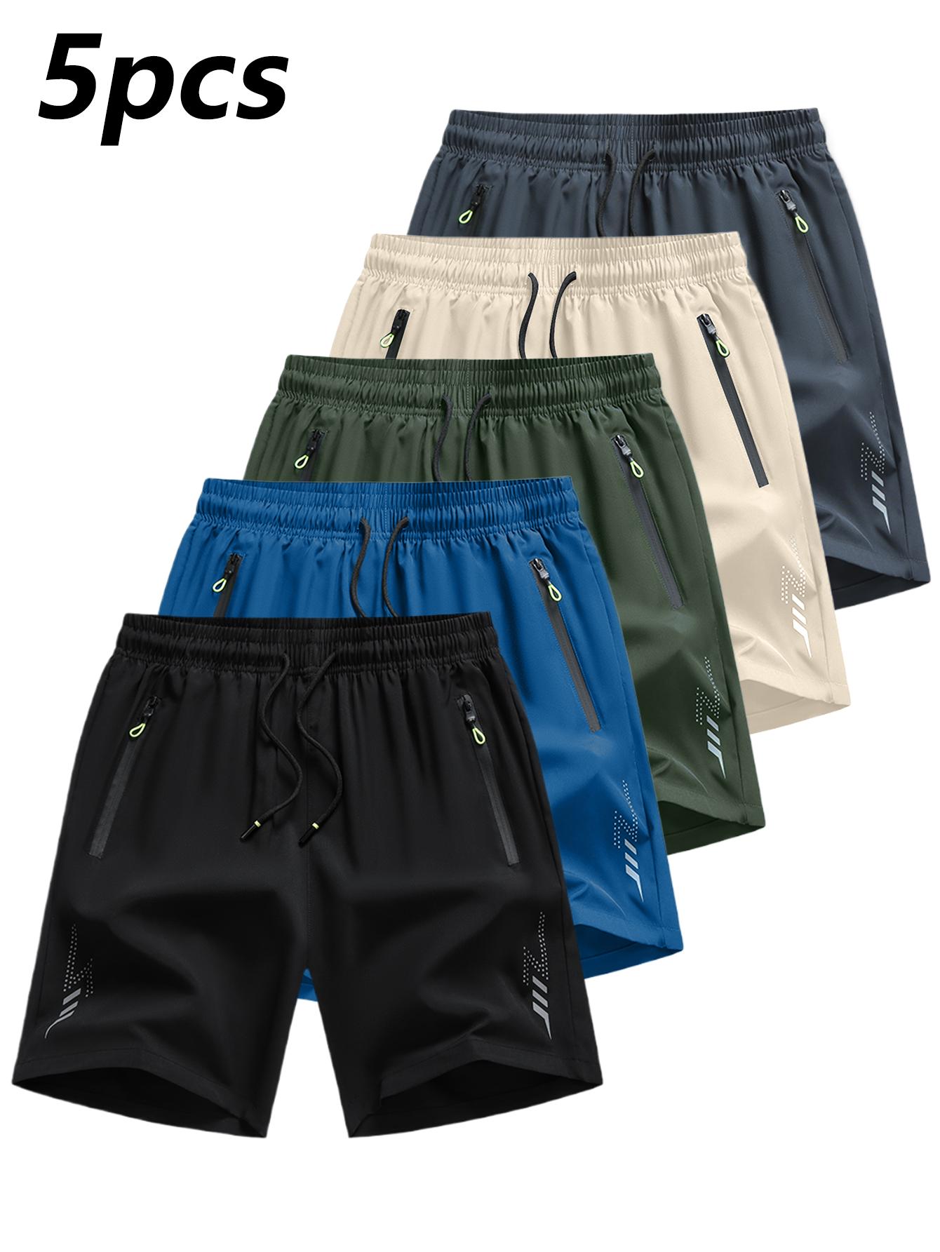 5 Pack Youth Summer Sports Shorts for Teen Boys with Zipper Pockets, Loose & Stylish Daily Shorts